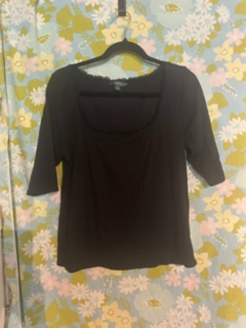 Maeve Lace-Trimmed Three-Quarter Sleeve Top